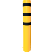 Bollard | steel tube  323 x 5,0 mm | yellow / black | hot-dip galvanized and yellow coatedwith three black reflecting stripes | total length: 2400 mm | with welded steel cap